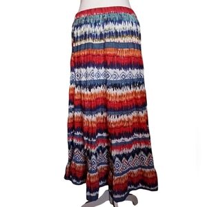 Life Style Women's 109% Cotton Tye Dye Boho Maxi Skirt Size Petite Medium